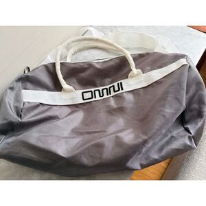 Vintage Silver & White OMNI Duffle Bag 17" x 11" w/ rounded ends